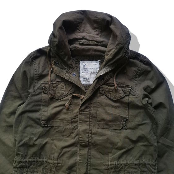 American Eagle Olive Green Hooded Jacket รอบอก 45” รูปที่ 2