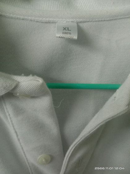 เสื้อโปโลสีขาว cotton XL รอบอก48 รูปที่ 2