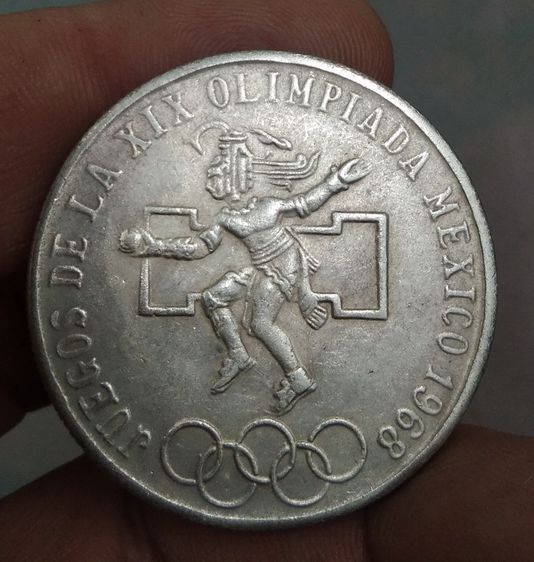 8737-เหรียญต่างประเทศเม็กซิโก ในการแข่งขันกีฬาโอลิมปิค ปี 1986 หลังนกอินทรีย์ เนื้อนิเกิลขนาดเส้นผ่าศูนย์กลางประมาณ 3.7 ซม รูปที่ 12