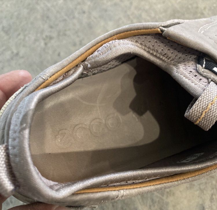Ecco Danish Design Leather Slip-On Sneakers Men's 10 10.5 Gray Beige Suede รูปที่ 4