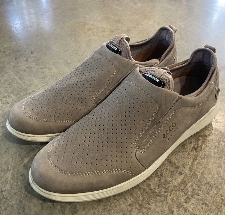 Ecco Danish Design Leather Slip-On Sneakers Men's 10 10.5 Gray Beige Suede รูปที่ 2