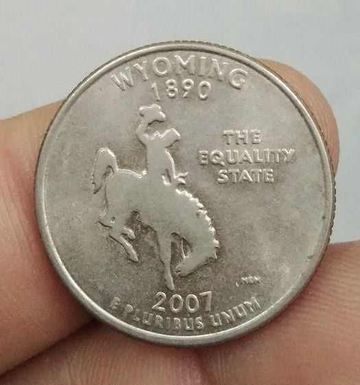 8772-เหรียญต่างประเทศสหรัฐอเมริกา ประจำเมือง WYOMING 1890  หลังโคบาลขี่ม้า รูปที่ 13
