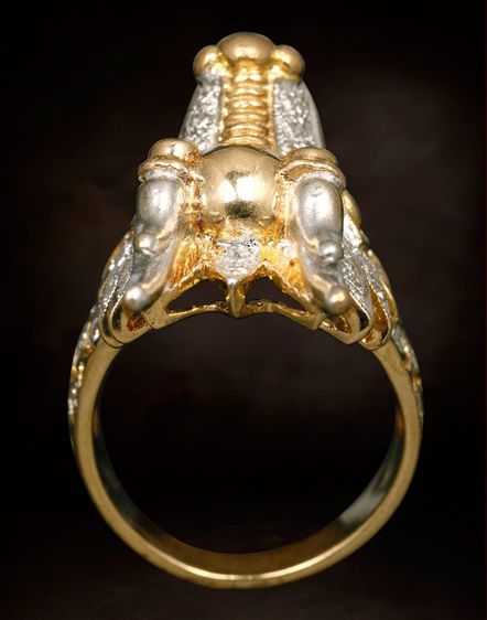 แหวนหัวมังกรทองคำฝั่งเพชรแท้ (69เม็ด) ทับทิมแท้ 2เม็ด  สภาพสวย รูปที่ 6