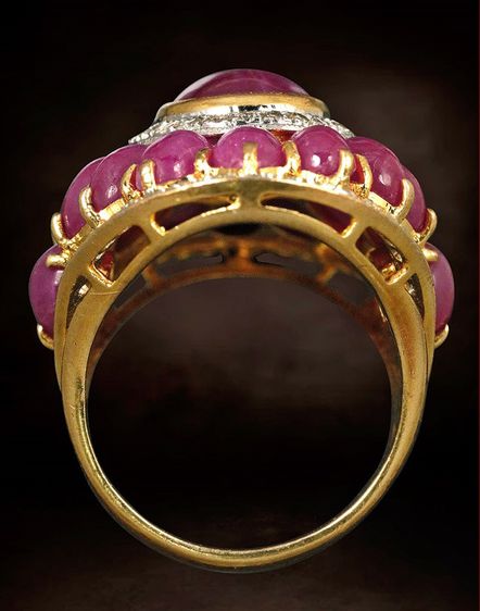 แหวนหัวทับทิมฝั่งเพชรแท้ (76เม็ด) ทับทิมแท้ 17เม็ด สภาพสวย รูปที่ 6