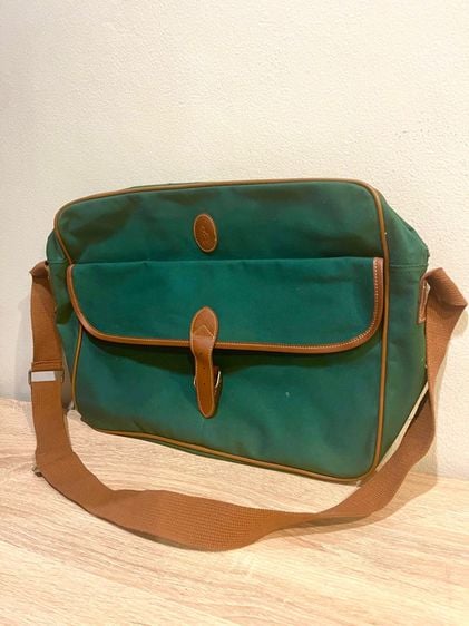 กระเป๋าสะพาย Vintage Ralph Lauren Polo Green Canvas Brown Crossbody Messenger Shoulder Bag สีเขียวเข้ม ของใหม่ สภาพดี รูปที่ 2