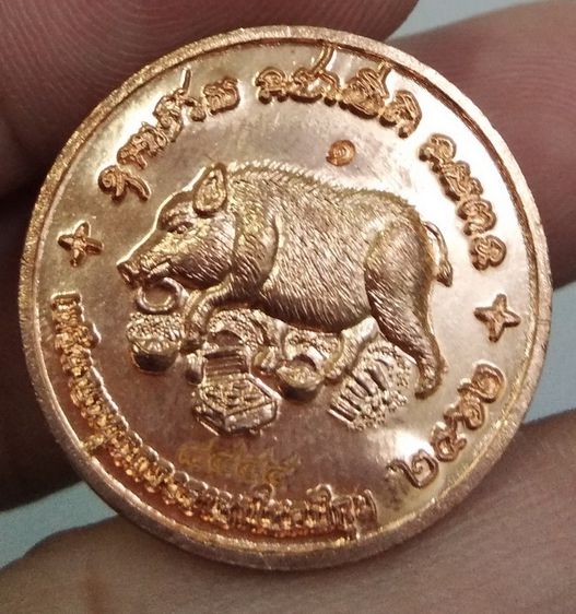 4351-เหรียญหมู หนุนดวงราชาโชค ปีกุน เนื้อทองแดง ปี2562 พร้อมตลับเดิมๆ รูปที่ 12