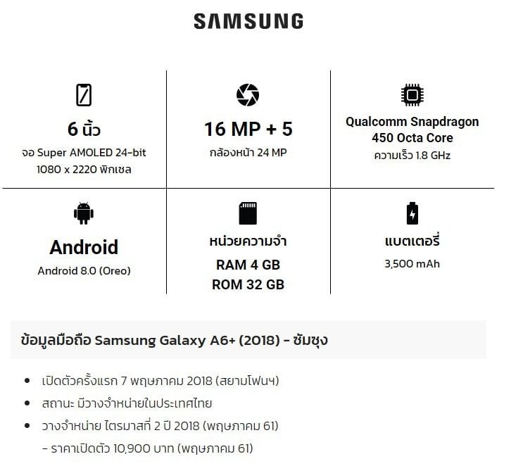 Samsung A6+ 32gb aluminium 2990THB รูปที่ 3
