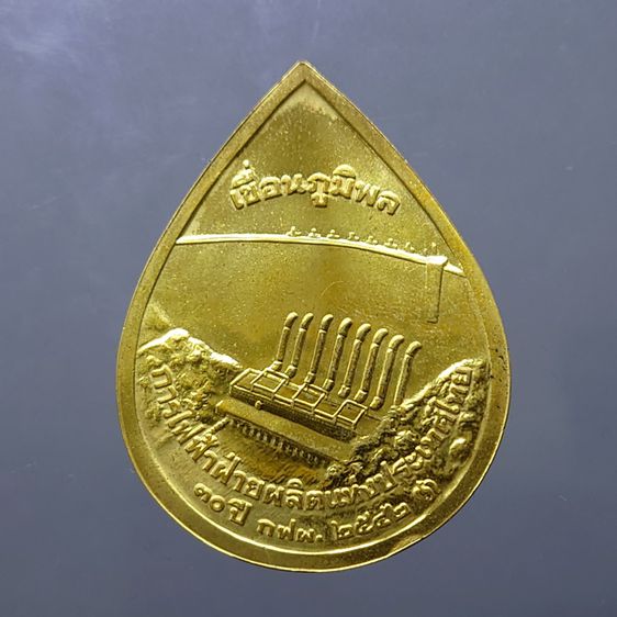 เหรียญที่ระลึก (สร้างเขื่อน) เขื่อนภูมิพล 30 ปี กฟภ รัชกาลที่9 เนื้อชุบทอง พ.ศ.2542 นิยม หายาก รูปที่ 2