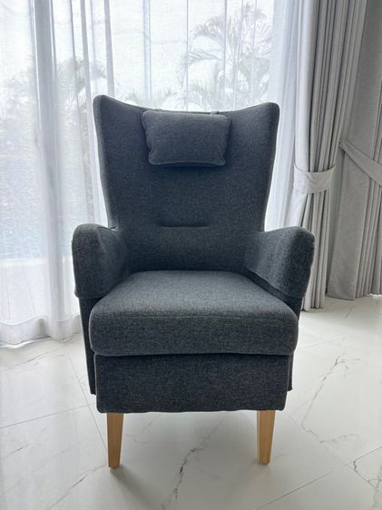 เก้าอี้นวม/เก้าอี้มีที่เท้าแขน ผ้าหุ้มเบาะ เทา Armchair, Gunnared dark grey 