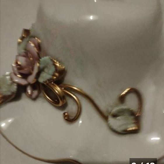 โคมไฟวิ​นเท​จ​กระเบื้อง​ลาย​กุหลาบ​นูน​ดิ้น​ทอง​ รูปที่ 3