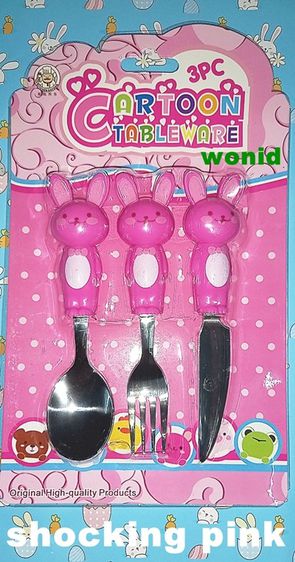 ช้อนเด็กส้อมมีดกระต่ายสแตนเลส Stainless steel spoon fork knife Rabbit cutlery set  for kids dinnerware รูปที่ 12
