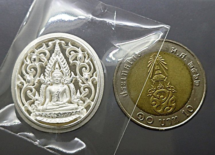 พระพุทธชินราช (เหรียญทรงรี) เนื้อเงินขัดเงา พ่นทราย กรมตำรวจรุ่นแรก รุ่น “ประวัติศาสตร์” พร่อมกล่องเดิม รูปที่ 5