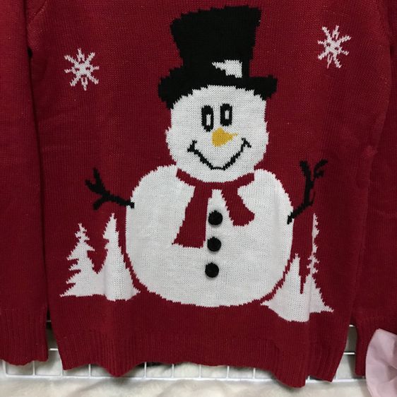 size L เสื้อไหมพรมคริสต์มาส หน้า snow man ผ้ายืดได้ ไม่หนา รูปที่ 2