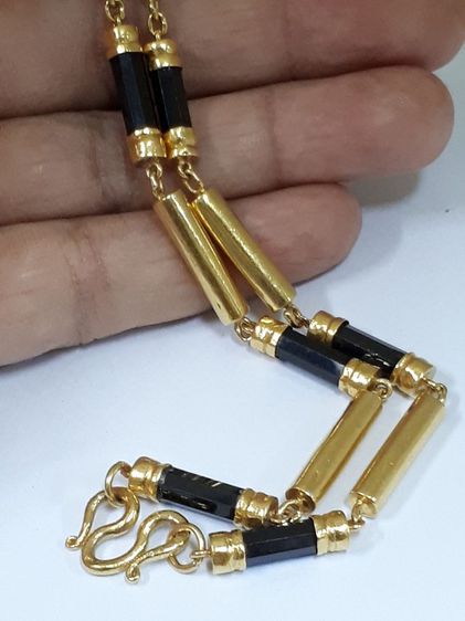(113) สร้อยคอทอง 90 ประดับนิล รูปที่ 3