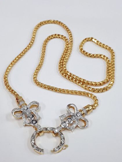 (154) สร้อยคอทอง 90 เพชรเเท้ ทองแท้ รูปที่ 2