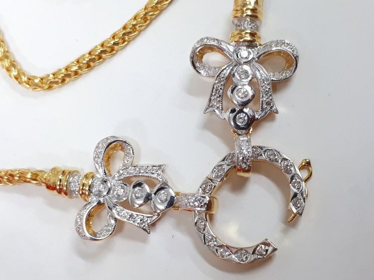 (154) สร้อยคอทอง 90 เพชรเเท้ ทองแท้ รูปที่ 5