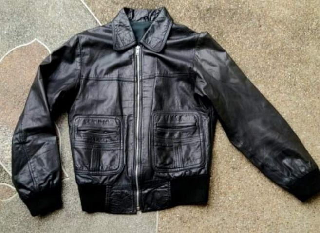 70s Mr nap black leather flight bomber jacket made in Japan🎌🎌🎌 รูปที่ 1