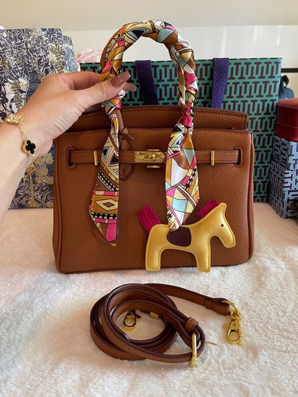 กระเป๋าหนังวัวแท้ Togo สีน้ำตาล  สวยมาก ทรง Birkin25 อะไหล่ทอง  รูปที่ 2