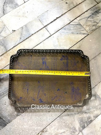 ถาด ทองเหลือง ย่อมุม ลงยาสะสม รูปที่ 15