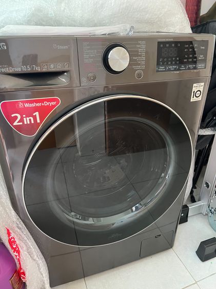 เครื่องซักผ้าฝาหน้า + อบแห้ง LG FV1450H2B อินเวอร์เตอร์ ซัก 10.5 กก. อบ 7 กก.