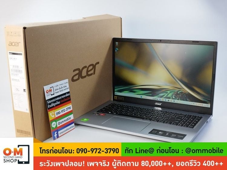 Aspire series วินโดว์ 8 กิกะไบต์ ใช่ Acer Aspire3 A315-24P-R817 สี Silver Ryzen3-7320U Ram8 SSD256 ศูนย์ไทย ประกันศูนย์ สวยมาก ครบกล่อง เพียง 9,990 บาท