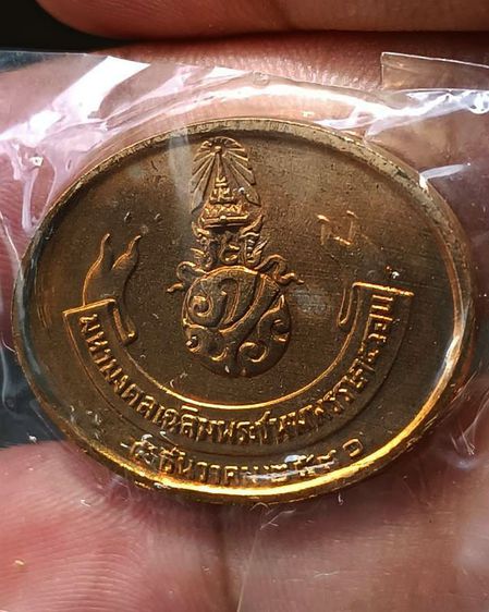 เหรียญพระนอน หลัง ภปร. พิธีใหญ่วัดโพธิ์ ฉลองในหลวงพระชนมายุครบ 5 รอบ พ.ศ. 2530 ไม่ผ่านการใช้ รูปที่ 6