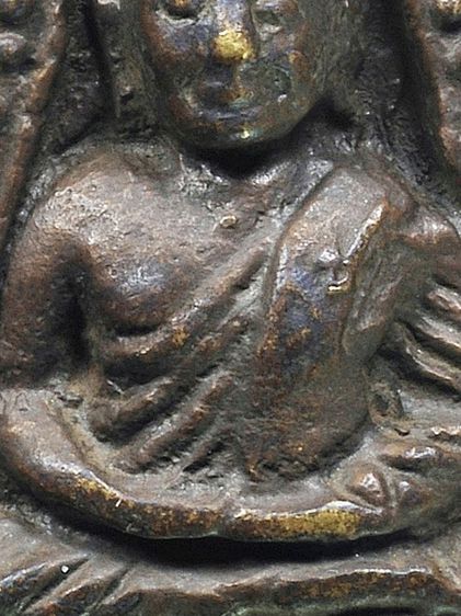 สวยสุด💥เหรียญหล่อโบราณหลวงพ่อเงิน วัดบางคลาน  พิมพ์จอบ ป นิยม สองชาย  รูปที่ 4