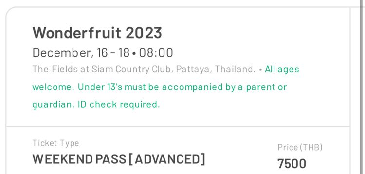 Wonderfruit 2023 Weekend Pass (16-18 Dec)