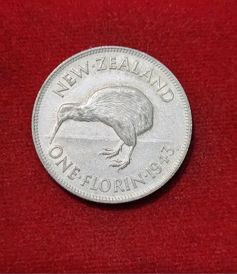 เหรียญเนื้อเงิน1 Florin, George VI New Zealand,​ ปี​1943 สภาพสวยรับประกันแท้💯 รูปที่ 2