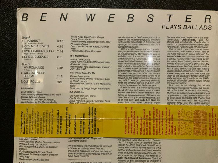 ขายแผ่นเสียงแผ่นซีลเป่าบัลลาด หวานเจี๊ยบ ตัวตำนาน  Ben Webster  Plays Ballads 180g LP Vinyl SS sealed ส่งฟรี รูปที่ 3