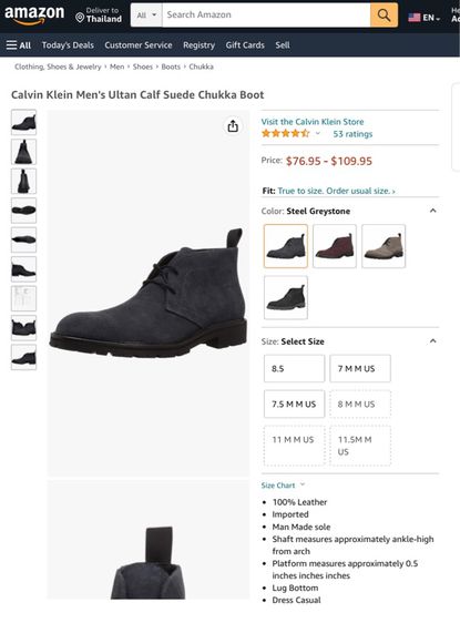 รองเท้าบู๊ทหนังกลับ Calvin Klein Sz.10us44eu28cm รุ่นUltan Calf Suede Chukka Boots สีดำ  รูปที่ 15