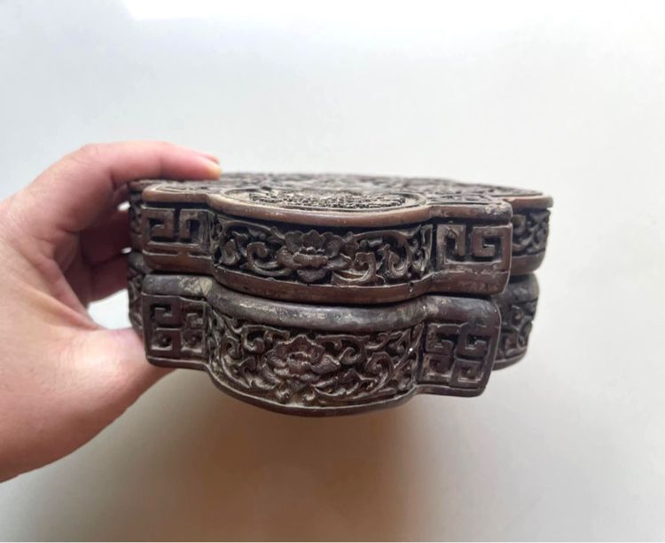 กล่อง ลายดอกไม้5ฤดู เก่าโบราณสะสม รูปที่ 7