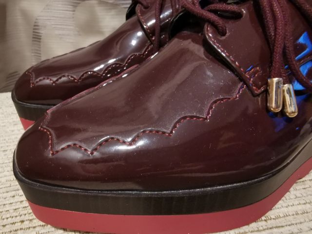 รองเท้าส้นเตารีด​ ZARA​ หนังแก้ว​ สีเลือดหมูพื้นแดง​ SIZE​ 37 รูปที่ 4