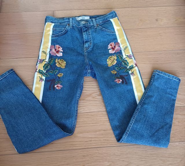 Topshop Moto Jamie Floral Embroidered Jeans Size 28 รูปที่ 3
