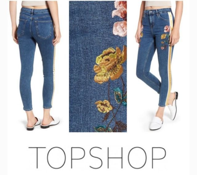 Topshop Moto Jamie Floral Embroidered Jeans Size 28 รูปที่ 6
