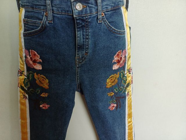 Topshop Moto Jamie Floral Embroidered Jeans Size 28 รูปที่ 5