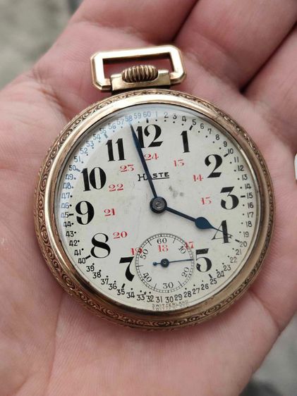 นาฬิกาพกโบราณ HASTE Pocket watch 14k Solid Gold  2เข็มครึ่ง  รูปที่ 4