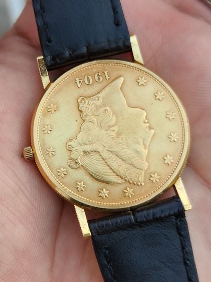 ลดราคาCorum American Eagle Quartz Year 1904  
“Coin Watch 20 Dollars” 22k 18k Solid Gold  รูปที่ 7