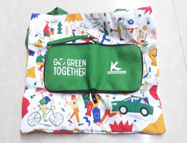 ถุงผ้าเม็ดพลาสติก go green together รักษ์โลก กสิกรไทย ปี 67 รูปที่ 2