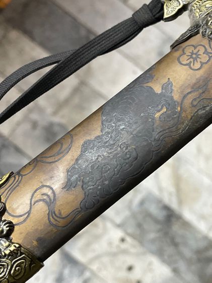 ดาบญี่ปุ่นลายสิงโต กะไหล่เงิน รูปที่ 18