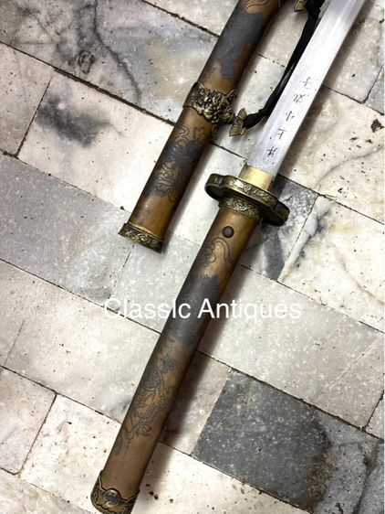 ดาบญี่ปุ่นลายสิงโต กะไหล่เงิน รูปที่ 3