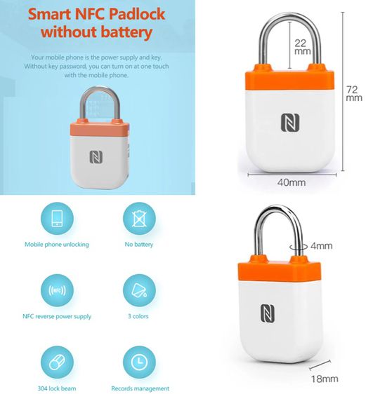 ขายของใหม่ Smart KeyLock สั่งเปิด-ปิดล๊อคด้วย App และ nfc ไม่ต้องชาร์จแบต กันน้ำ ยกกล่อง รูปที่ 5