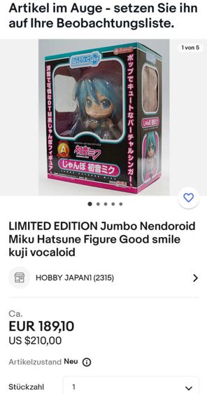 พร้อมนัดรับ Miku Hatsunr ไม่ต้องรอส่งถึงเมืองนอก LIMITED EDITION Jumbo Nendoroid
Miku Hatsune Figure Good smile
kuji vocaloid รูปที่ 3