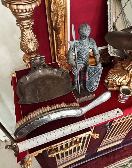 ฝรั่งเศส..ชุดแปลงพร้อมถาดหลุยส์เก่าโบราณเนื้อทองเหลืองเพรทเงิน รูปที่ 3