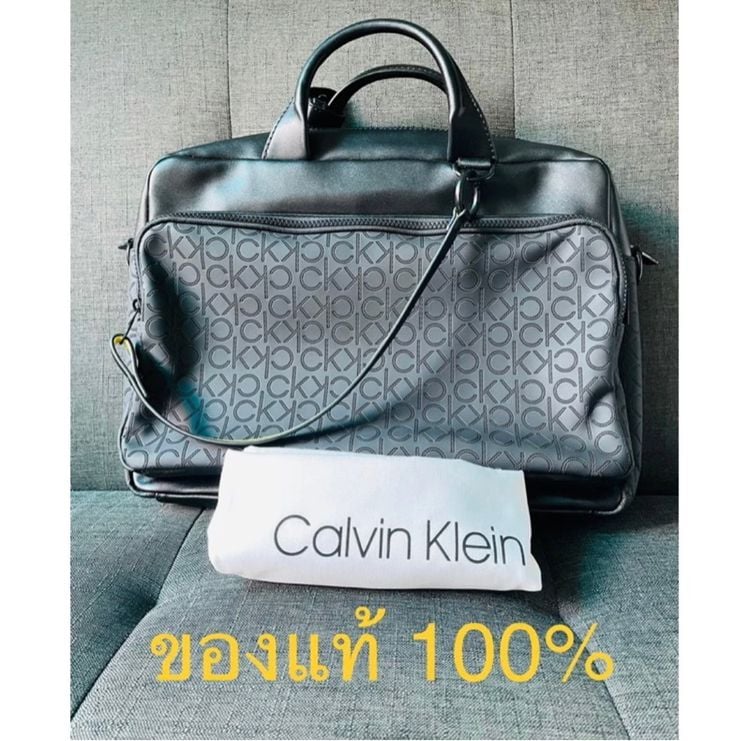 หนังแท้ ไม่ระบุ ดำ กระเป๋าหิ้ว กระเป๋าโน้ตบุ๊ค Calvin Klein แท้ร้อยเปอร์เซ็นต์ ไม่เคยใช้งาน พร้อมส่ง