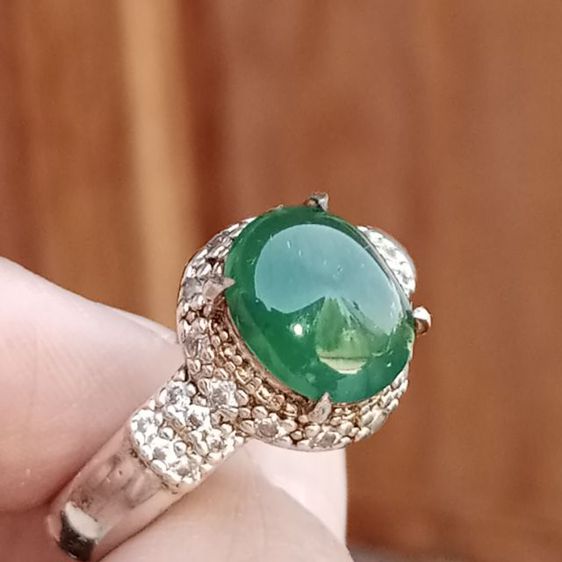แหวนหยกพม่าแท้มีใบเซอร์Natural Burma Jadeite TypeA  รูปที่ 6