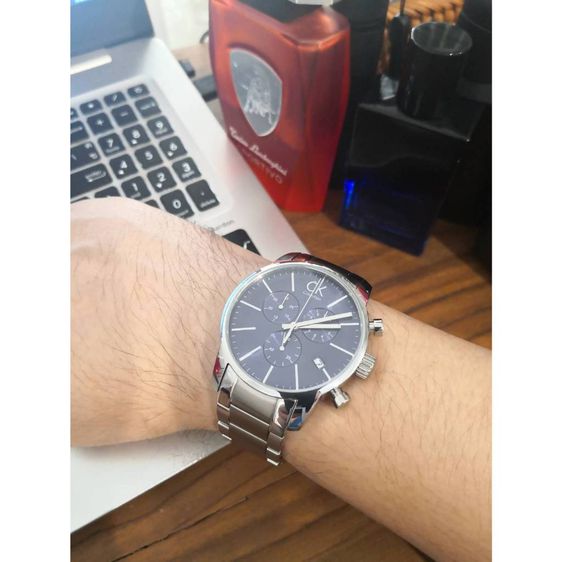 ck Calvin Klein Men's K2G2714N Blue Dial Steel Chronograph Watch รูปที่ 7