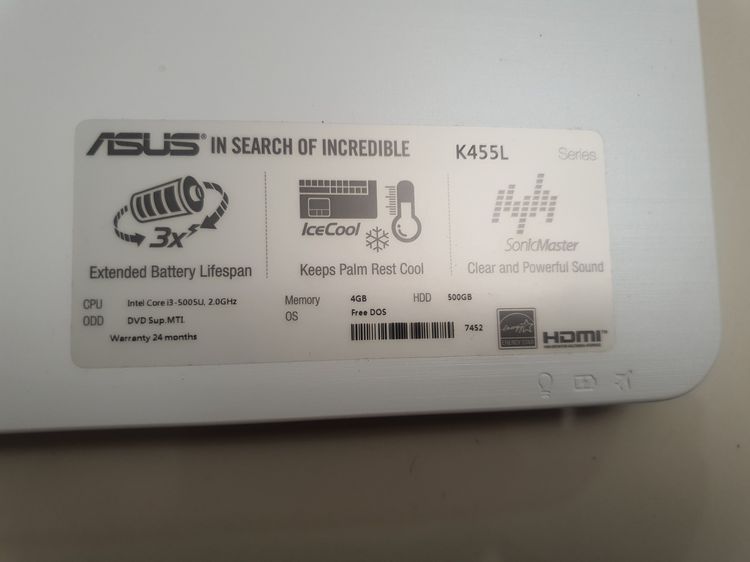 ASUS K455L i3 RAM 4G.HDD 500GB จอ14นิ้ว HD รูปที่ 4