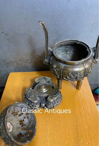 กระถาง กำยาน ทองเหลือง ลายดอกไม้5ฤดูสะสม A70 รูปที่ 3