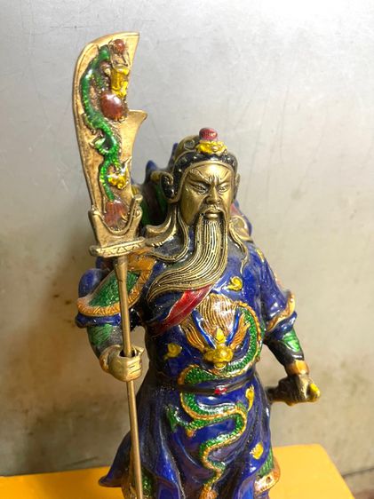 เทพเจ้า กวนอู 5ธง ทองเหลืองลงยาA4 รูปที่ 2